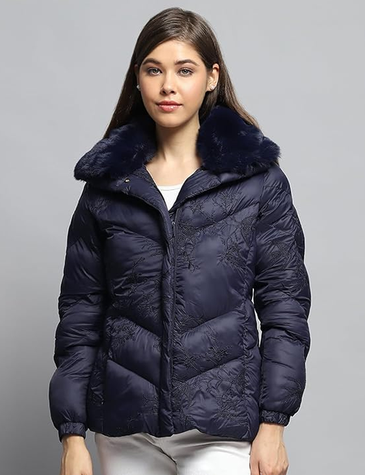 Blue Collar Neck Full Sleeve Jacket