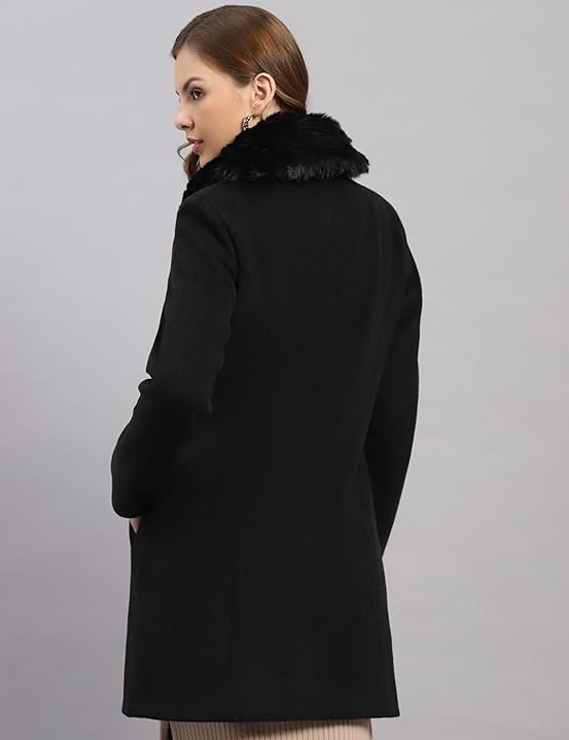 Monte Carlo Womens Regular Fit Solid Button Full Sleeve Winter Coat