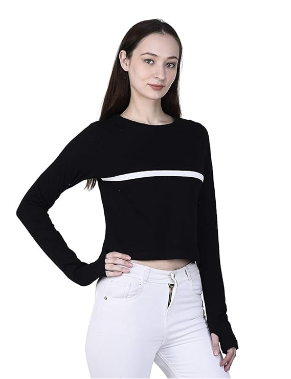 Thumbhole Sleeves Cotton Crop Top