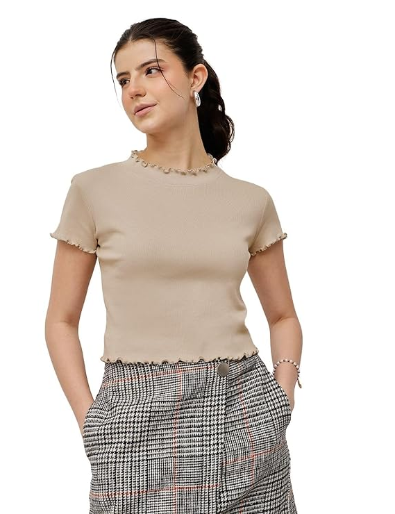 Women's Ribbed Lettuce Hem Top