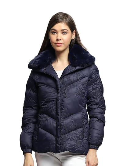Blue Collar Neck Full Sleeve Jacket