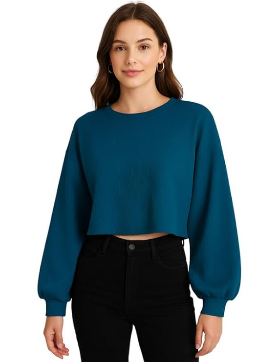 Cotton Blend Solid Lining Solid Crop