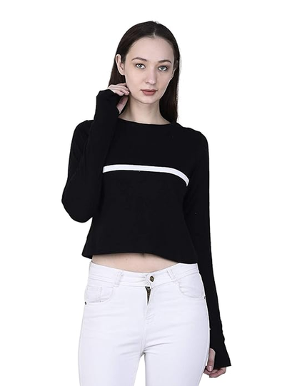 Thumbhole Sleeves Cotton Crop Top