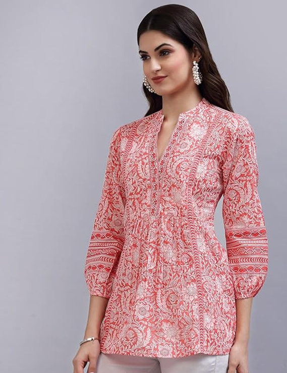 rytras Women's Floral Printed Cotton Regular Fit Top