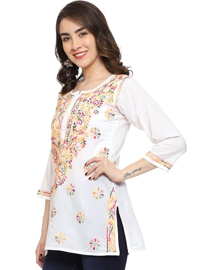 Cotton Short Kurta Kurti Tunic Top for Women