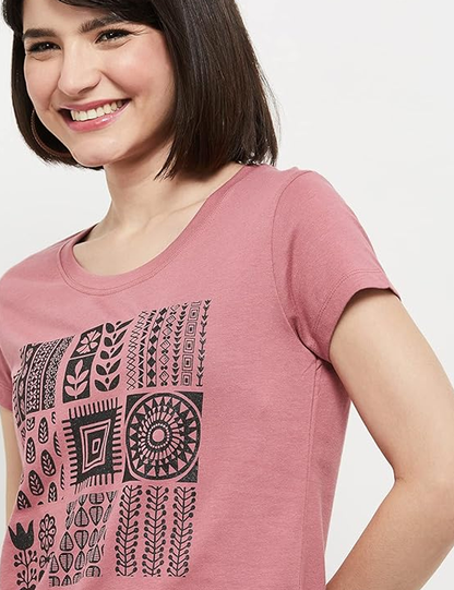 Max Women's Cotton Regular Fit Printed Round Neck T-Shirt