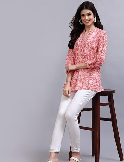 rytras Women's Floral Printed Cotton Regular Fit Top