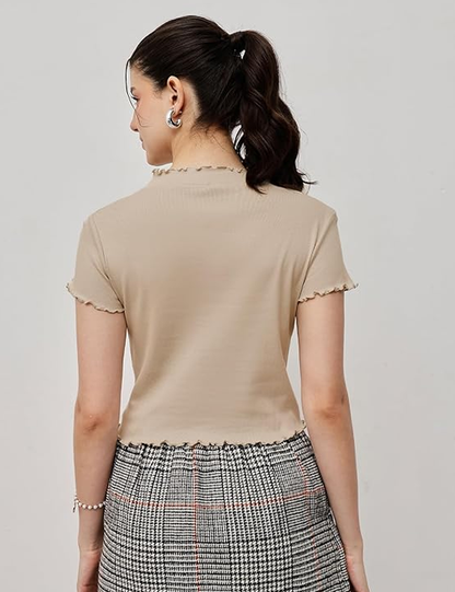 Women's Ribbed Lettuce Hem Top