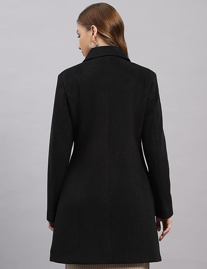 Monte Carlo Womens Regular Fit Solid Button Full Sleeve Winter Coat