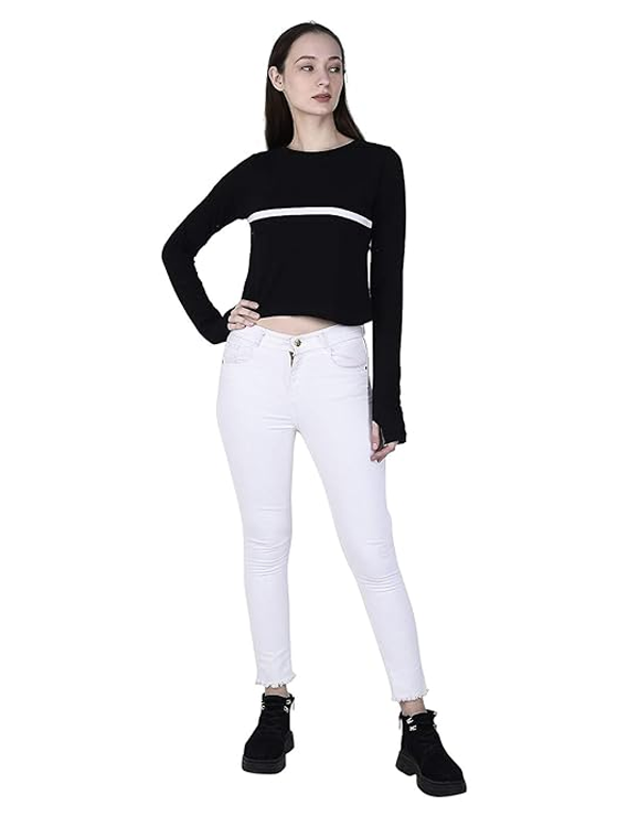 Thumbhole Sleeves Cotton Crop Top