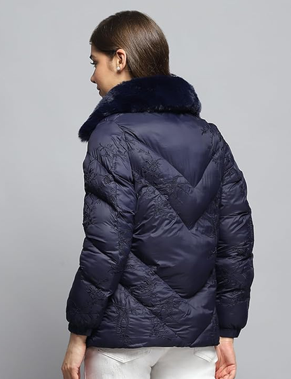 Blue Collar Neck Full Sleeve Jacket