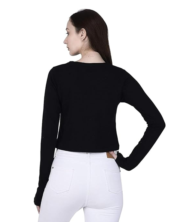 Thumbhole Sleeves Cotton Crop Top
