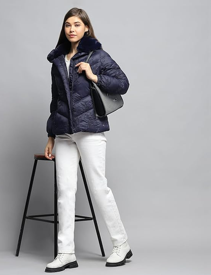 Blue Collar Neck Full Sleeve Jacket