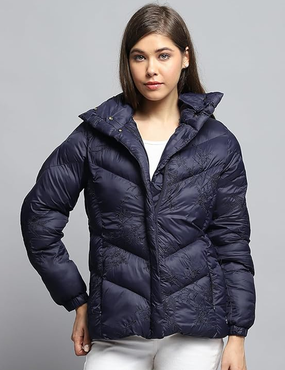 Blue Collar Neck Full Sleeve Jacket